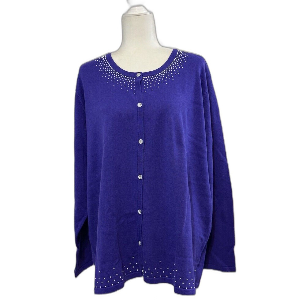 NWT Quacker Factory Size 2X Purple Rhinestone Cardigan Occasion Feminine Fairy